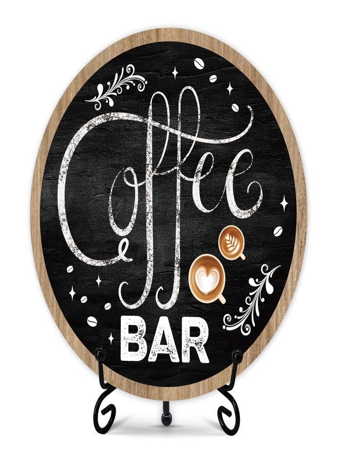 BXVRT Coffee Bar Sign, 6-Inch Round Wooden Plaque with Stand, Farmhouse Style, Coffee Decor for Home, Kitchen, Office, Gifts - Image 1